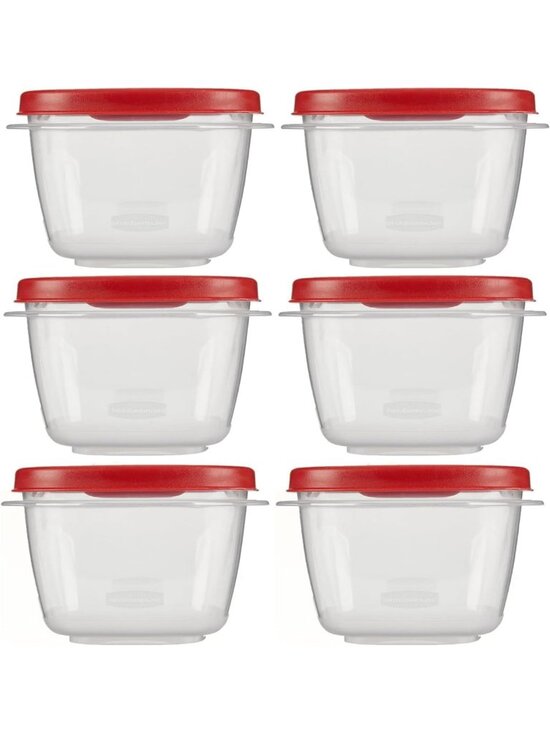 Other - 12-Piece Food Storage Container Set with Easy Find Lids - 2 Cup Size, Red